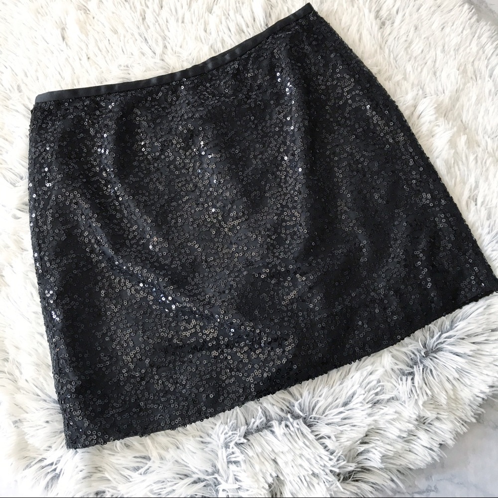 J. Crew Black Sequin Mini Skirt EUC